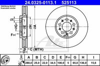2x ATE PowerDisc vorne für AUDI A3 (8L) PR-Code:...