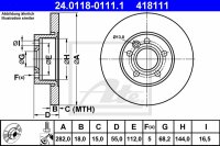 2x ATE Bremsscheibe vorne f&uuml;r VW TRANSPORTER T4 Bus (70_, 7D_) PR-Code: 1LP