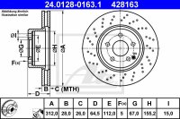 2x ATE Bremsscheibe vorne f&uuml;r MERCEDES-BENZ SL (R230)