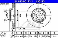 2x ATE Bremsscheibe vorne für AUDI A5 (B8) PR-Code: 1LA