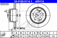 2x ATE Bremsscheibe hinten für MERCEDES-BENZ 124...