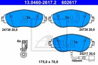 ATE Bremsbelagsatz vorne für AUDI A3 (8V) PR-Code: 1LB