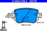 ATE Bremsbelagsatz hinten f&uuml;r SKODA OCTAVIA III Combi (5E5, 5E6) PR-Code: 1KS, 1KT