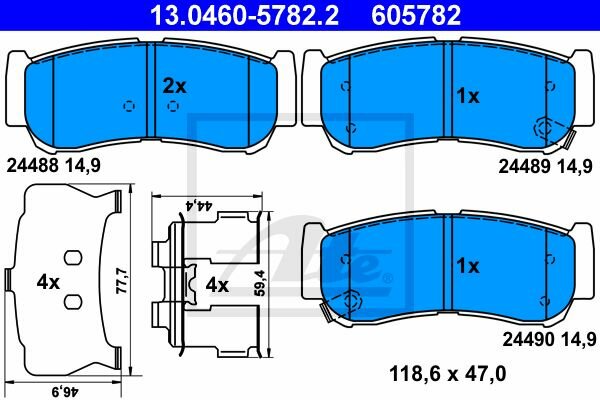 ATE Bremsbelagsatz hinten f&uuml;r HYUNDAI SANTA F&Eacute; II (CM)