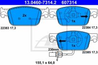 ATE Bremsbelagsatz vorne für AUDI A4 (B9) PR-Code:...