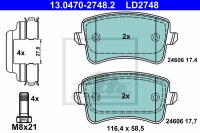 ATE Ceramic Bremsbelagsatz hinten f&uuml;r AUDI Q5 (8R) PR-Code: 1KE, 2EL
