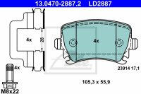 ATE Ceramic Bremsbelagsatz hinten f&uuml;r SKODA OCTAVIA III (5E3, NL3, NR3) PR-Code: 1KW