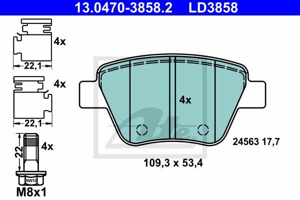ATE Ceramic Bremsbelagsatz hinten f&uuml;r SEAT LEON (1P1) PR-Code: 1KS, 1KT