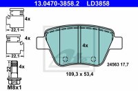 ATE Ceramic Bremsbelagsatz hinten für VW TOURAN...