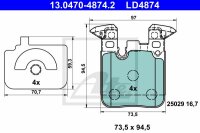 ATE Ceramic Bremsbelagsatz hinten für BMW 4er Gran...