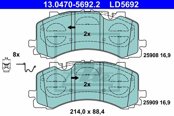 ATE Ceramic Bremsbelagsatz vorne f&uuml;r AUDI A6 (F2) PR-Code: 1LB, 1LW