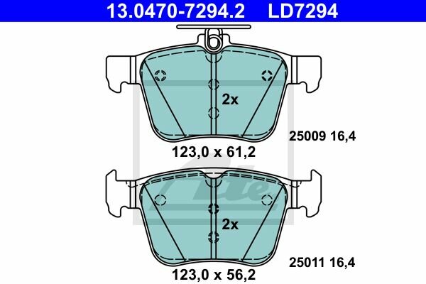 ATE Ceramic Bremsbelagsatz hinten f&uuml;r AUDI A3 (8V) PR-Code: 1KJ, 1KY, 1KZ, 2ED
