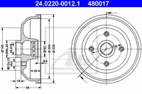 2x ATE Bremstrommel hinten für OPEL CORSA A CC (S83)
