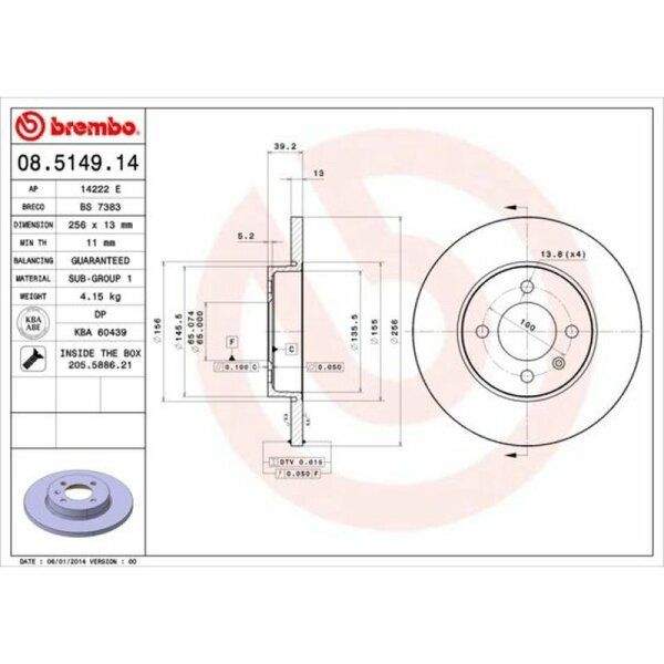 2x BREMBO Bremsscheibe vorne f&uuml;r VW GOLF IV Cabriolet (1E_) PR-Code: 1LL