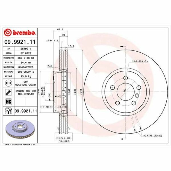 2x BREMBO Bremsscheibe vorne f&uuml;r BMW X6 (E71, E72)