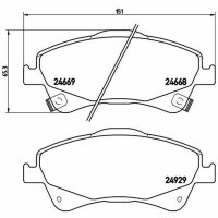 BREMBO Bremsbelagsatz vorne f&uuml;r TOYOTA COROLLA Stufenheck (_E15_)