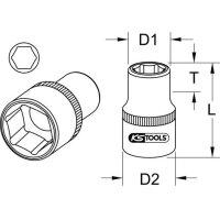 KS TOOLS 3/4" 6kant-Stecknuss,kurz,15/16" 