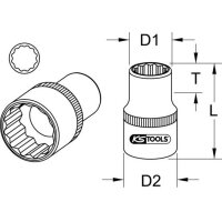 KS TOOLS 3/4" 12kant-Stecknuss,kurz,41mm 