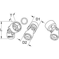 KS TOOLS 3/8" CHROME+ 6kant-Stecknuss,14mm ,m.Gelenk