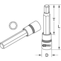 KS TOOLS 3/8" Bit-Stecknuss Innen6kant,lang,3mm