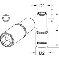 KS TOOLS 3/8&quot; 6kant-Stecknuss,lang,11mm 63mm lang