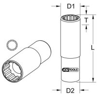 KS TOOLS 3/8&quot; 12-kant-Stecknuss,lang,17mm