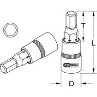 KS TOOLS 1/4" CHROME+Bit-Stecknuss Innen6kant,2mm