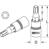 KS TOOLS 1/2" CHROME+ Bit-Stecknuss TX,T30