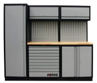 Sonic 4730230 MSS 2300mm Schrankwand mit Holz-Arbeitsplatte