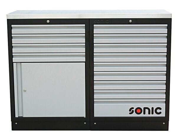 Sonic 4731607 MSS 1348mm Schrankwand mit Edelstahl-Arbeitsplatte