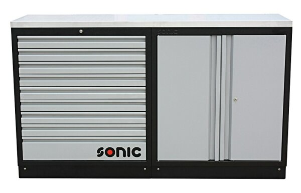 Sonic 4731705 MSS 1690mm Schrankwand mit Edelstahl-Arbeitsplatte