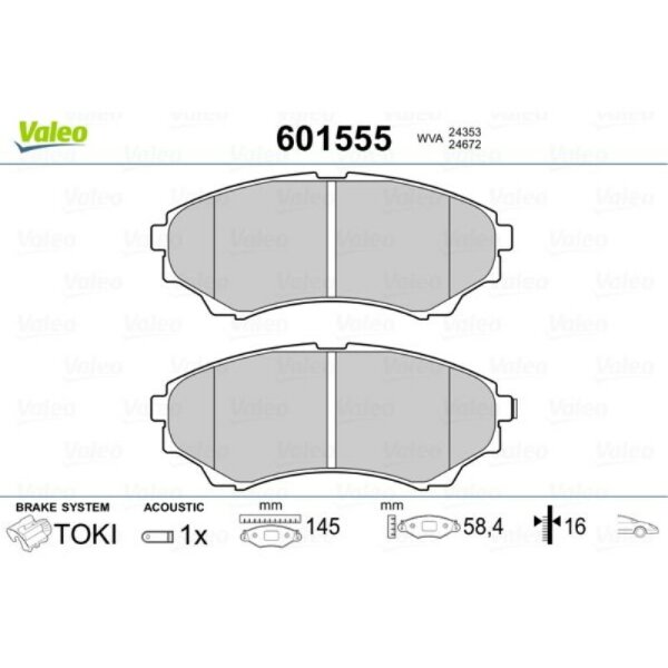 Bremsbelagsatz Scheibenbremse VALEO 601555