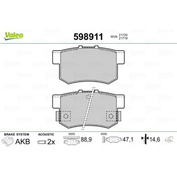 Bremsbelagsatz Scheibenbremse VALEO 598911