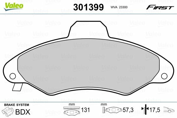 Bremsbelagsatz Scheibenbremse VALEO 301399